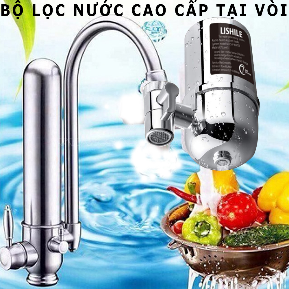 Bộ lọc Nước Tự Động Tại Vòi, Thiết Bị Lọc Nước Tại Vòi - Lắp đặt đơn giản, Lọc nhanh cặn bẩn và vi khuẩn trong nước 7 lớp lọc Cao cấp. Chất liệu nhựa ABS và Inox cao cấp Làm từ vật liệu chuẩn Y tế ABS - BH 6 tháng.
