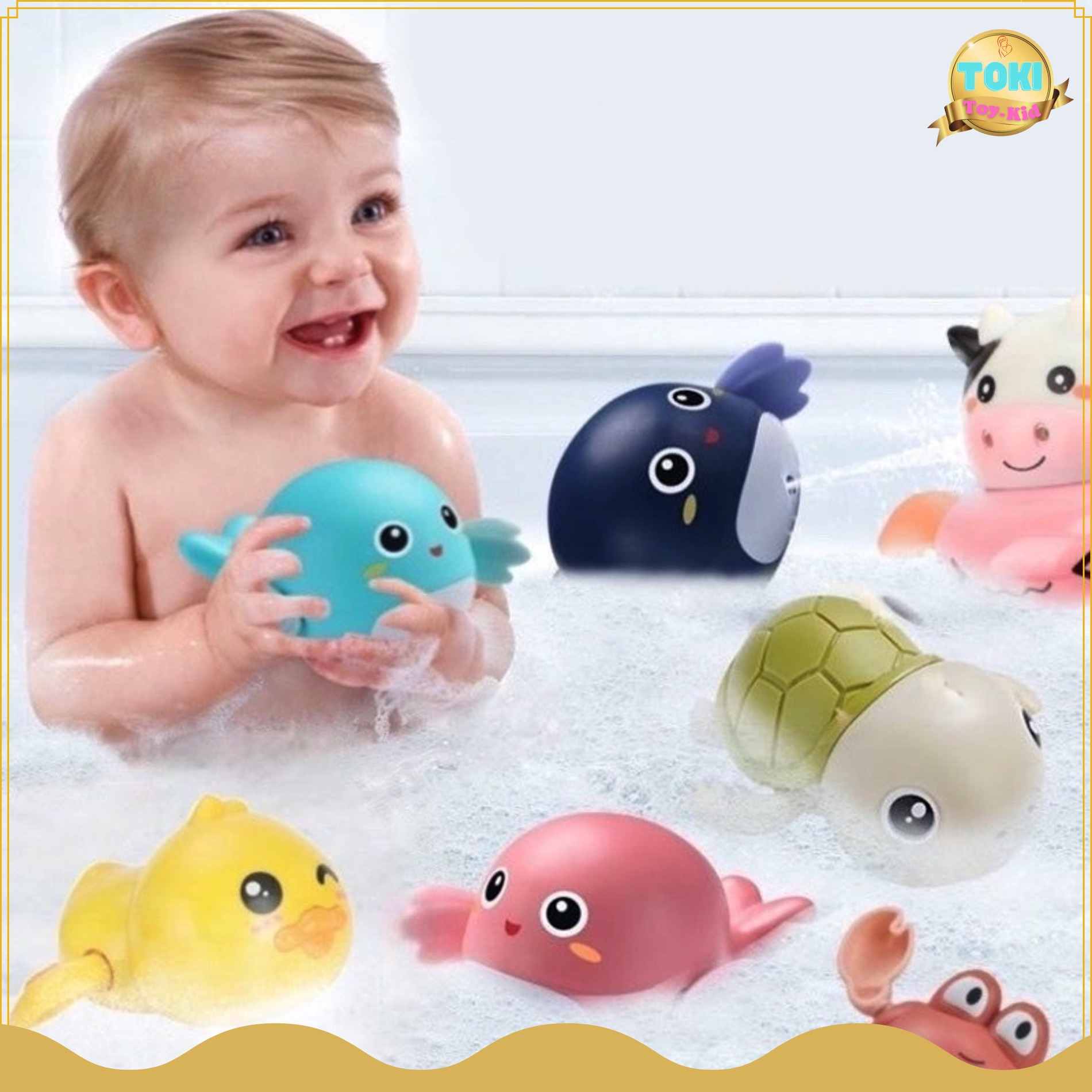 Đồ chơi nhà tắm cho Bé, Đồ chơi dây cót, đủ loại con vật cho Bé yêu lựa chọn, chất liệu nhựa ABS an toàn cho bé