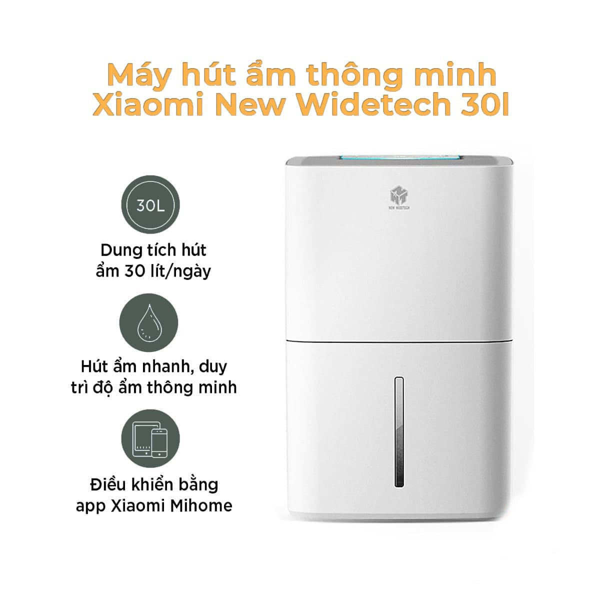 MÁY HÚT ẨM XIAOMI NEW WIDETECH 30L (WDH330EFW1)/Máy hút ẩm Xiaomi NEW WIDETECH 18L KẾT NỐI MIHOME