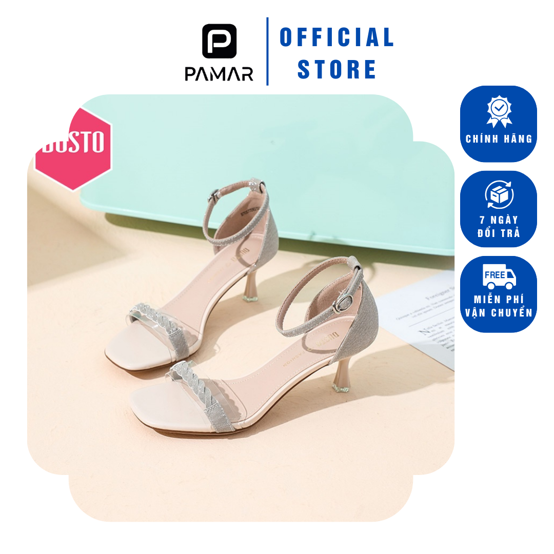 Giày nữ, sandal cao gót dusto chất da ánh kim gót nhọn 6cm