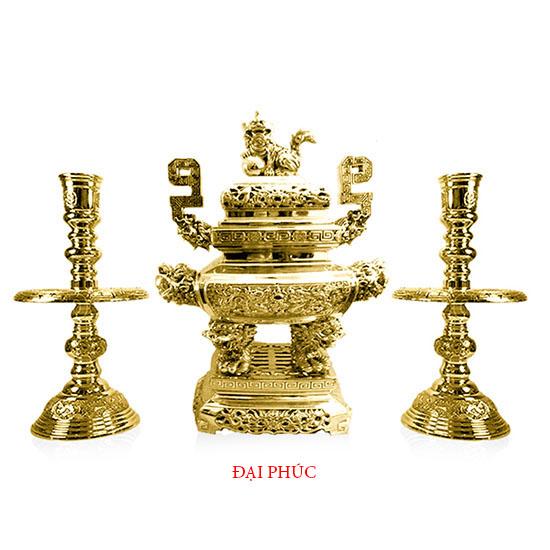 Đồ  thờ Tam sự Vĩnh Tiến đỉnh vuông số 4VT cao 60 cm