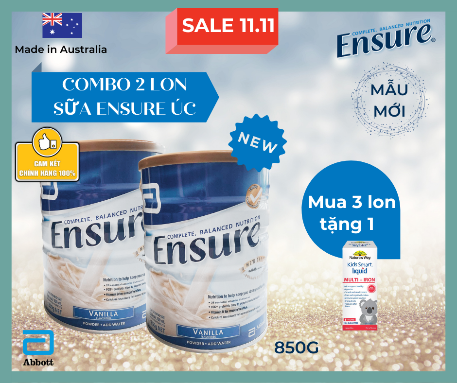 Combo 2 lon ensure úc 850g