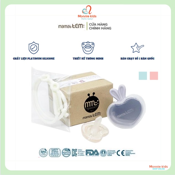 Ti giả cho bé Bunny Chuchu Mama's Tem 0-18m, núm ty giả chỉnh nha silicon - Monnie Kids