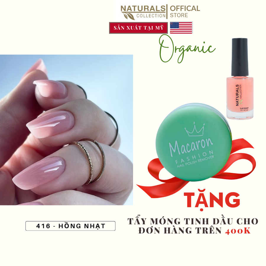 Sơn dưỡng thành phần hữu cơ phục hồi móng yếu, hư tổn USA NATURALS COLLECTION màu hồng nhạt - 7.5ml - 416