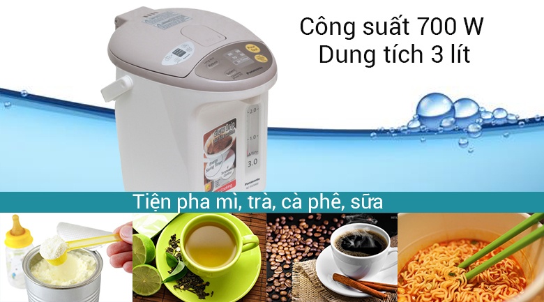 [RẺ VÔ ĐỊCH] Bình thủy điện Panasonic NC-EG3000CSY 3 lít (Trắng) - Hàng chính hãng (Bảo hành 1 năm tại các Trung tâm bảo hành Panasonic trên toàn quốc)