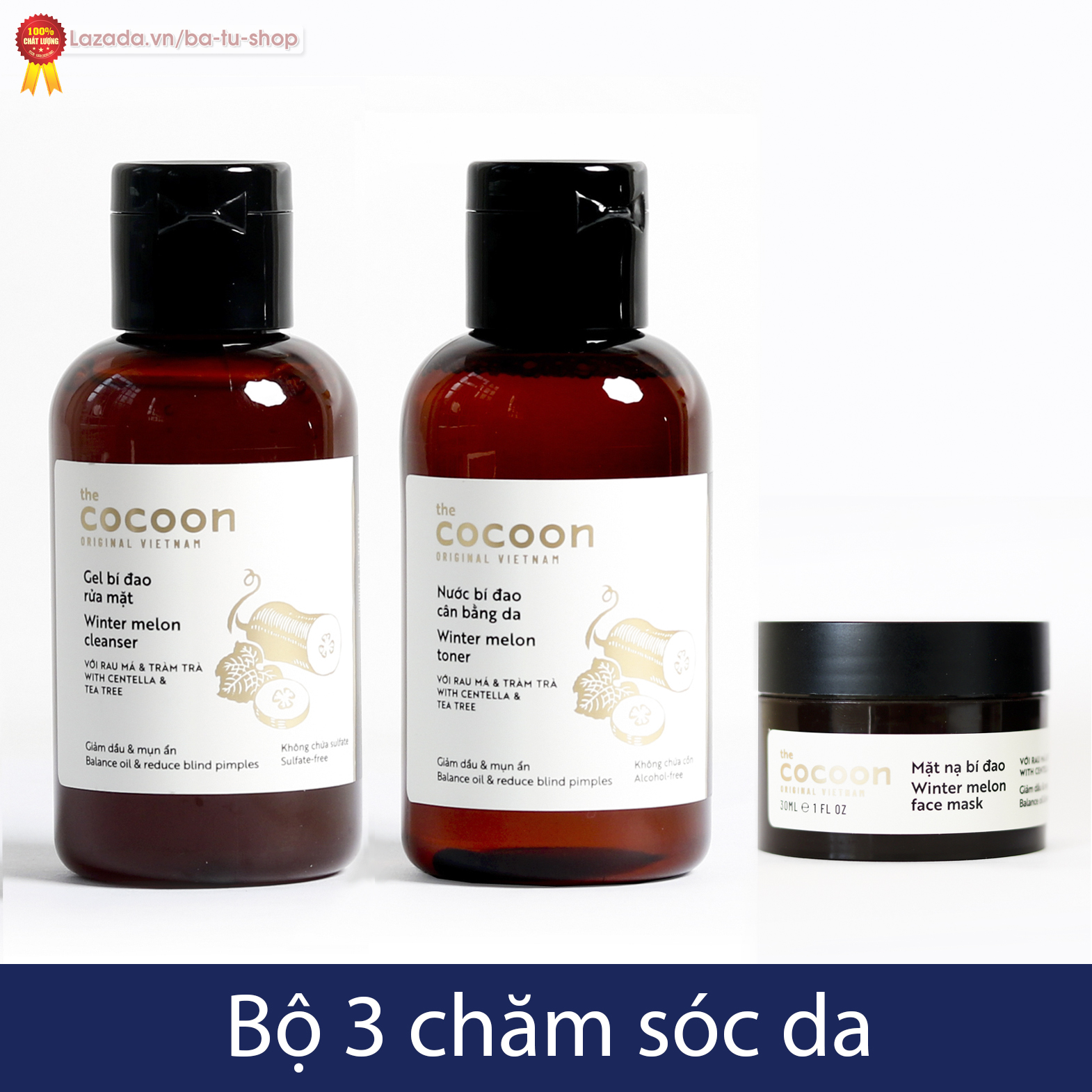 BỘ 3 Chăm Sóc Da Mặt Nạ Bí Đao, Gel Rửa Mặt, Nước Bí Đao Cocoon Vietnam