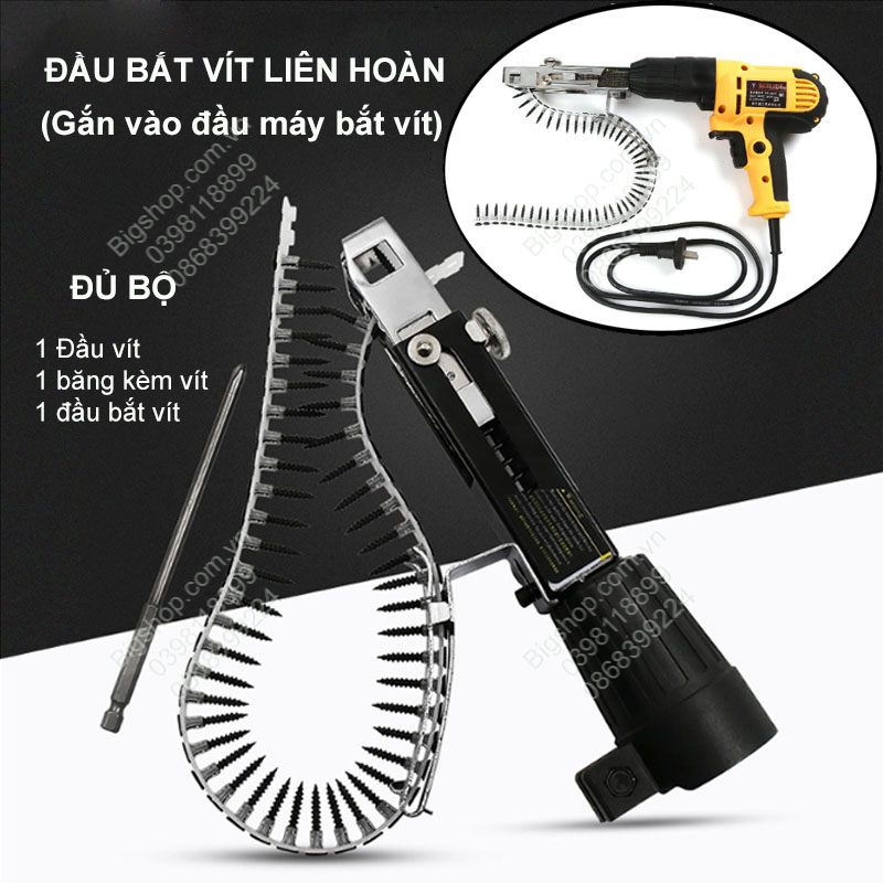 Bộ đầu bắn vít liên hoàn gắn máy bắn vít hoặc phụ kiện đầu bắn vít liên hoàn