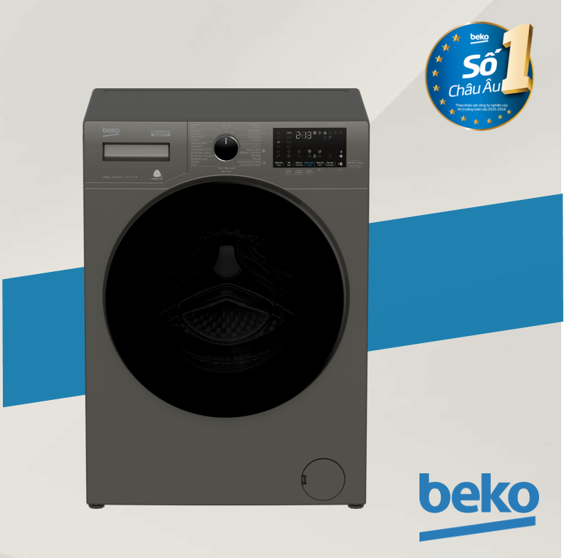 [Trả góp 0%]Máy giặt Beko Inverter 10kg cao cấp (xám manhattan) WCV10749XMST