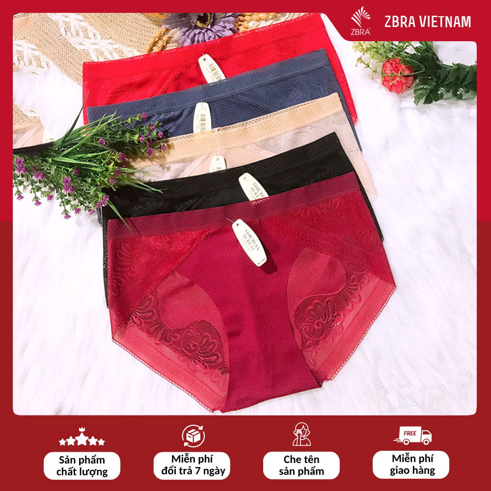Quần lót ren Combo 5 Quần lót nữ mềm mịn, phối ren mỏng thoáng mát trong suốt gợi cảm - ZQ8422