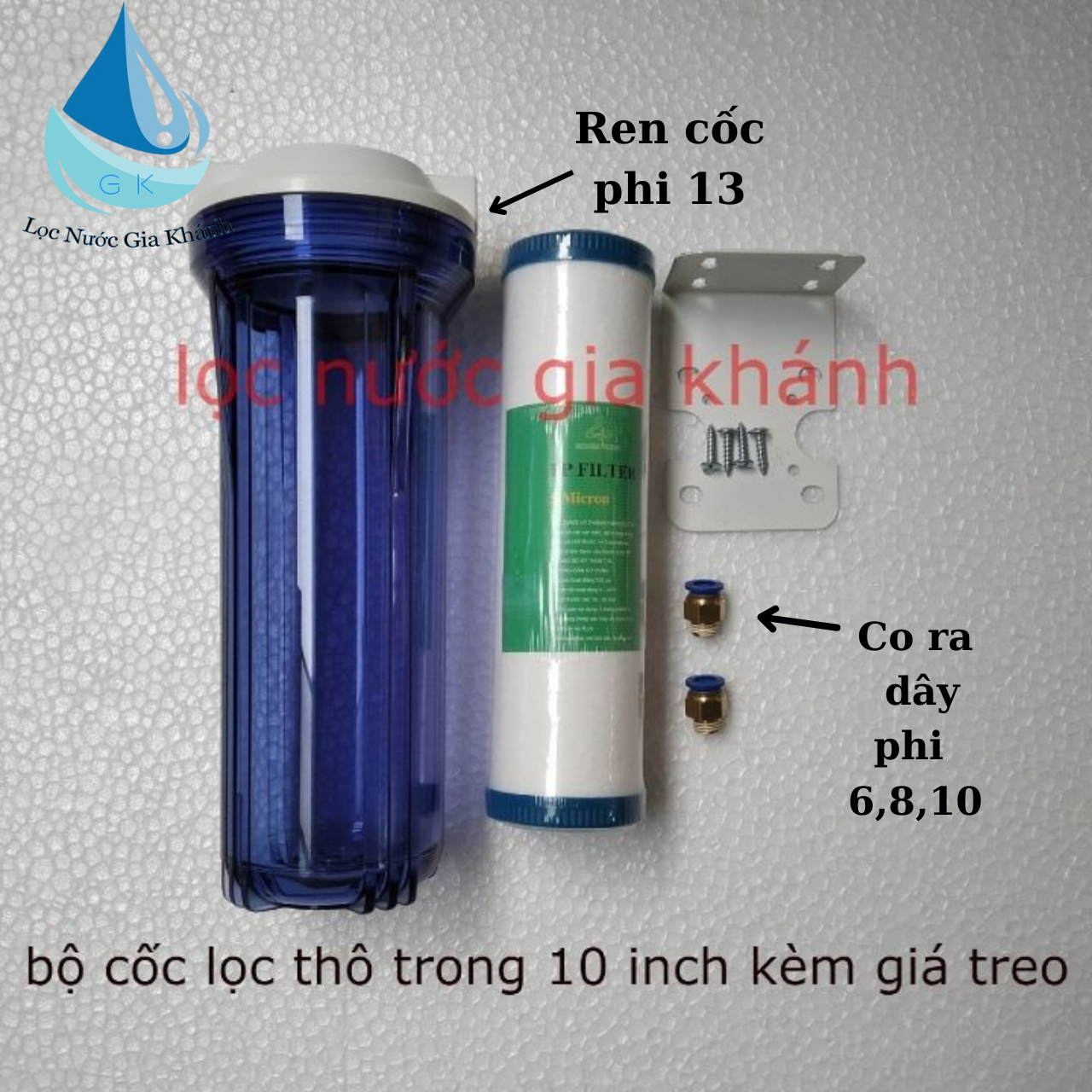 Cốc lọc 10 inch trong dành cho máy lọc nước, giàn phun sương... có sẵn lõi lọc