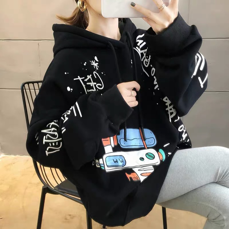 [HCM]ÁO KHOÁC NỈ HOODIE NỮ IN HÌNH HỌA TIẾT SUNG NƯỚC 3D CUTE