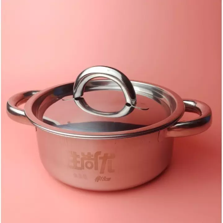 Nồi inox dày dặn - nồi inox 18cm nấu được mọi loại bếp