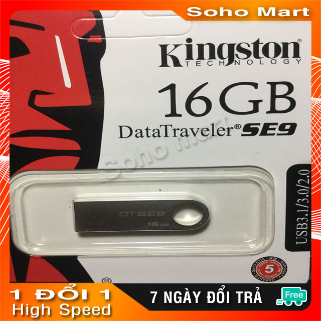 USB Kingston 3.0 DataTraveler SE9 16GB, Nhôm nguyên khối siêu bền soho mart