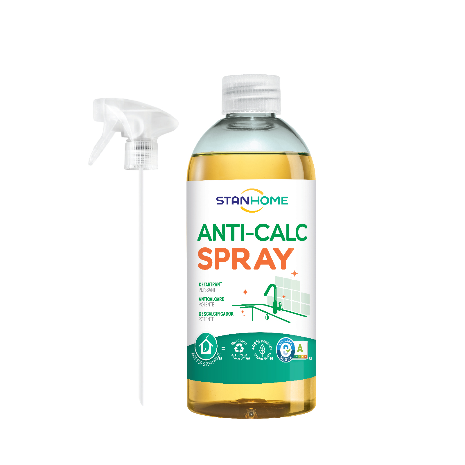 Xịt làm sạch cặn canxi, nước cứng chuyên sâu Stanhome ANTI CALC tiêu chuẩn Air Label Score 500ml/chai