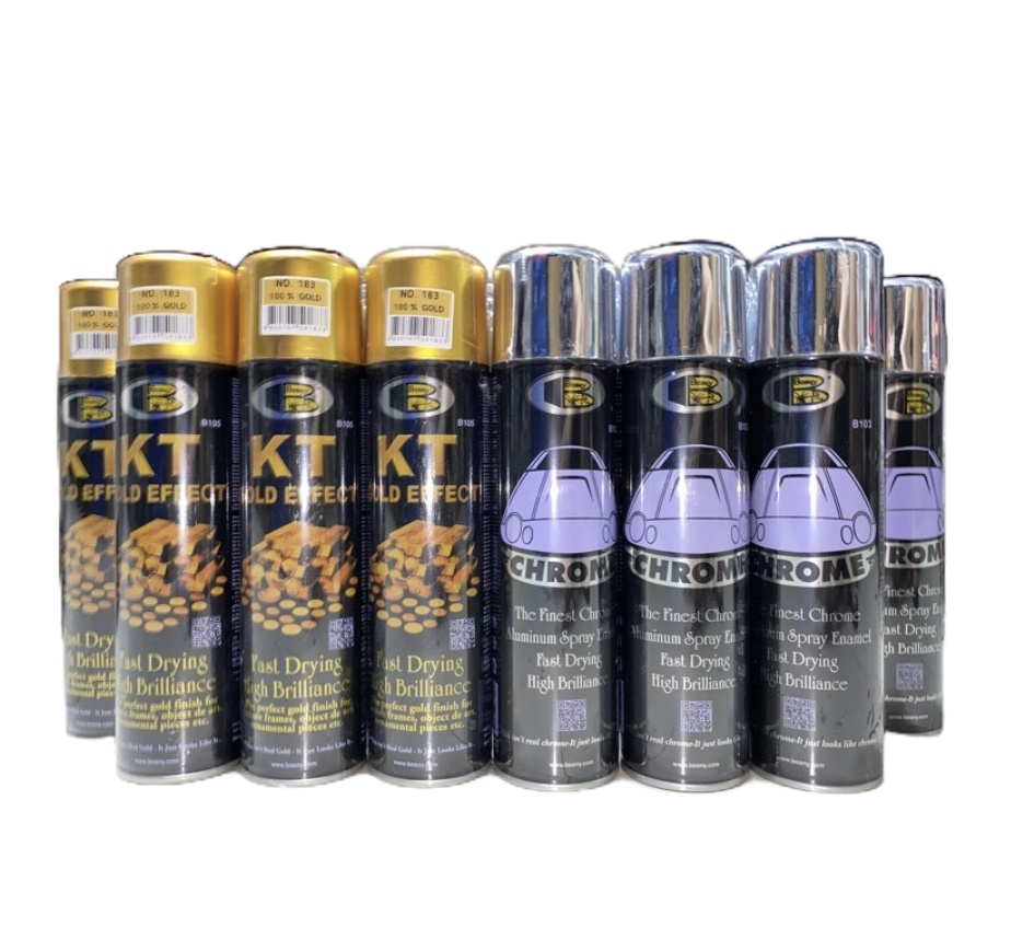 Sơn xịt mạ vàng KT Gold Effect/ Mạ Inox-Chrome Bosny 225g