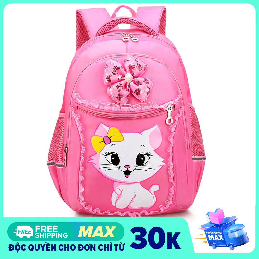 XẢ KHO-PHÁ GIÁ] Balo cho gái cấp 1 hình mèo con dễ thương, cặp sách đi học cho bé gái tiểu học đủ size cho học sinh từ lớp 1 đến lớp 5, chống thấm nước màu hồng nhiều ngăn, quai cặp mềm êm