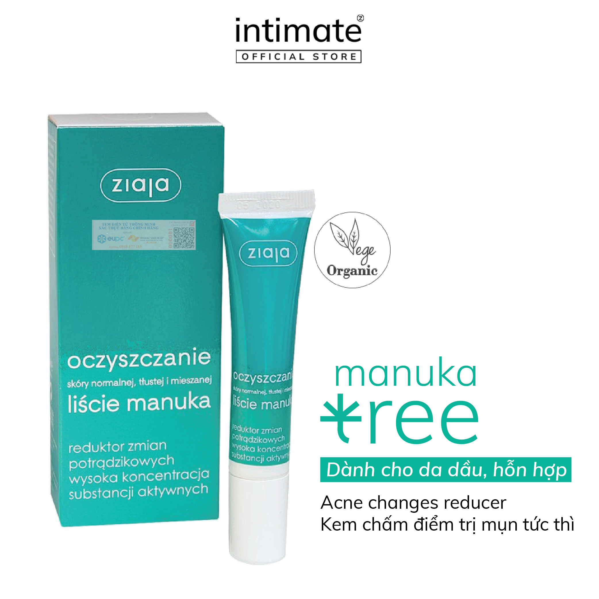 Kem Chấm Mụn Manuka Tree Acne Changes Reducer ZIAJA BANIPHAR Giúp Làm Se Các Nốt Mụn Và Giảm Thâm 15ml