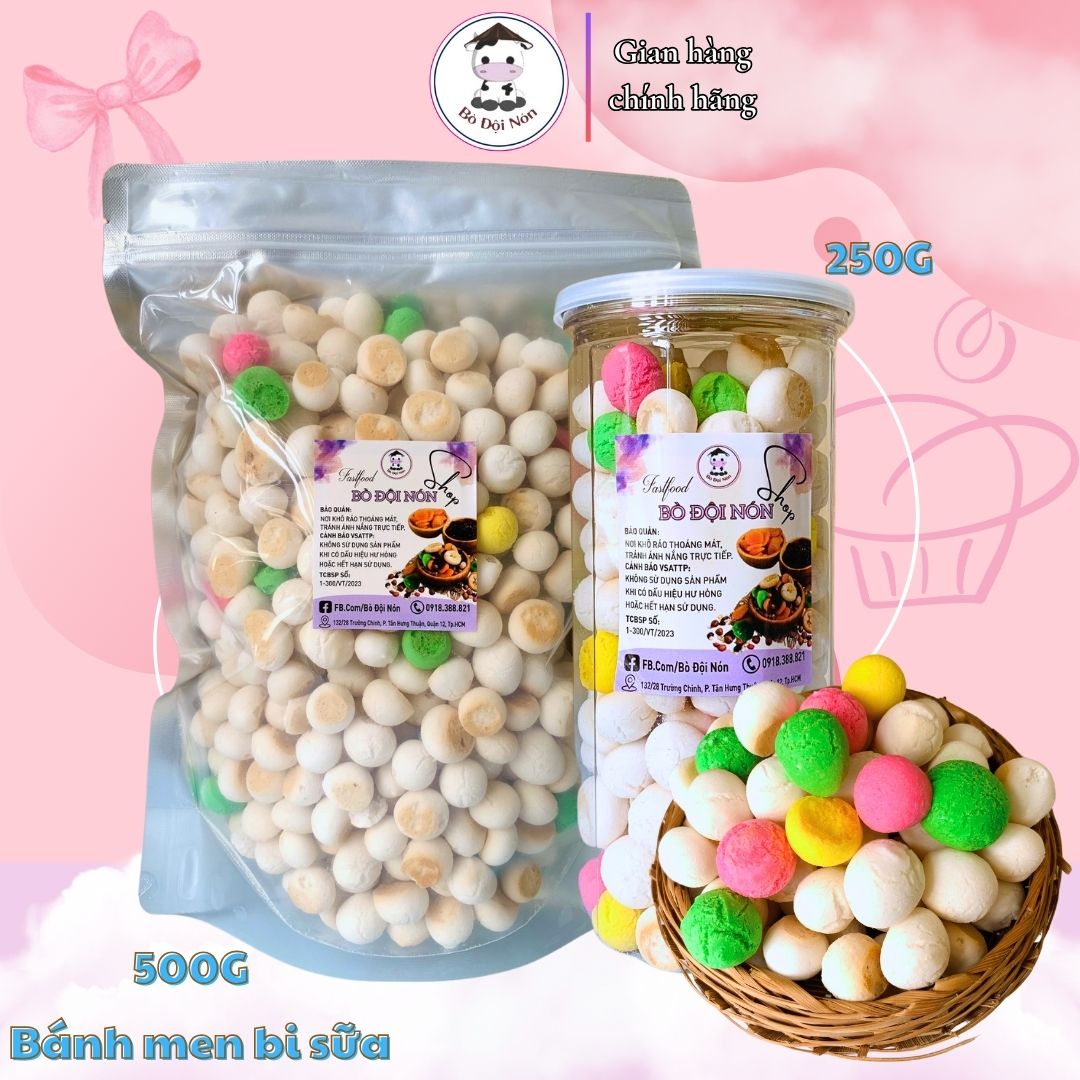 Bánh men bi sữa 200g/500g bò đội nón