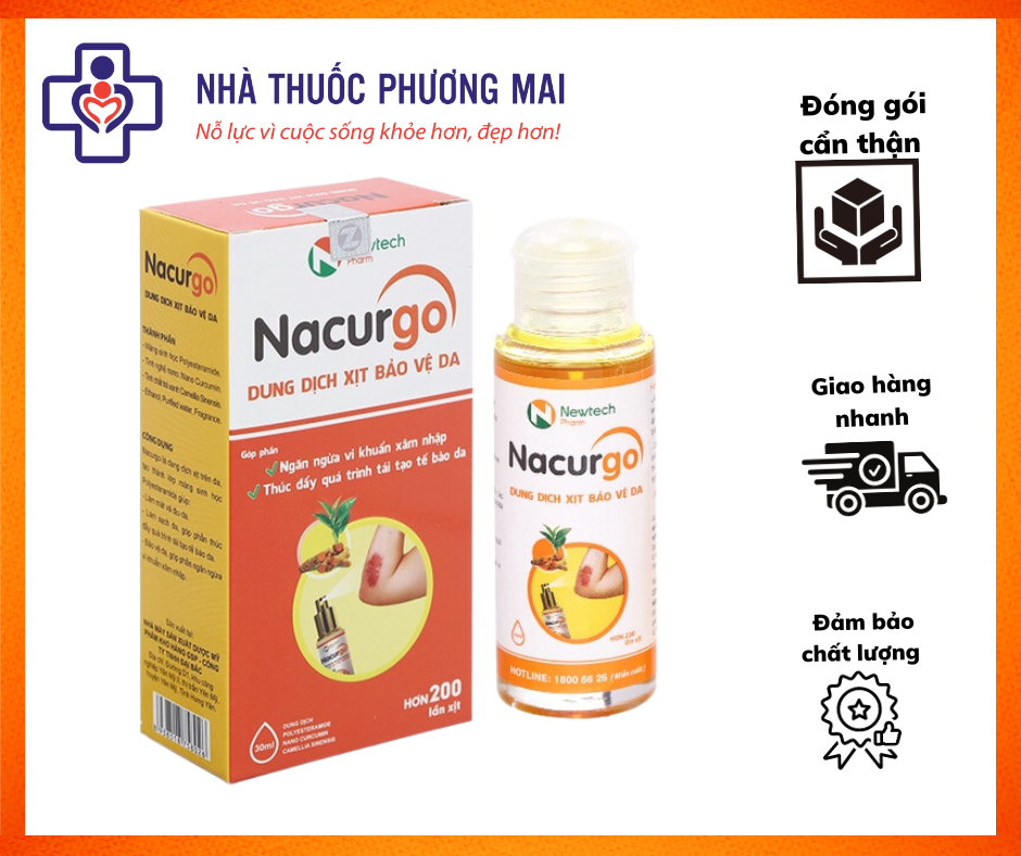 Nacurgo - Dung dịch băng vết thương dạng xịt tạo màng sinh học Polyesteramide giúp vết thương nhanh lành 30ml