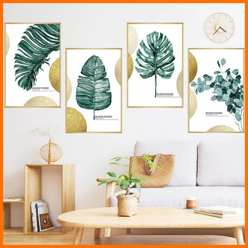Decal dán tường decor khung ảnh lá cây mẫu hàn quốc trang trí phòng ngủ phòng khách