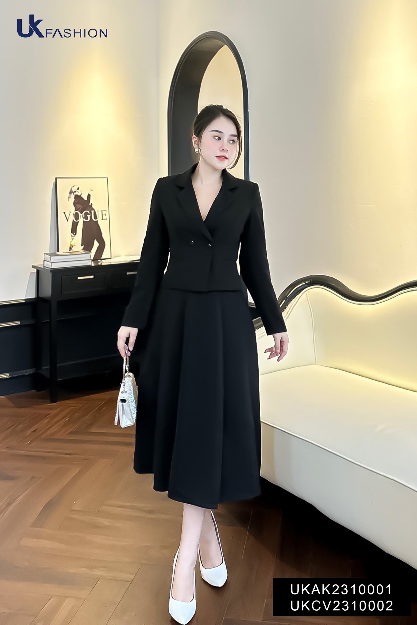 Áo vest túi 2 cúc bọc uk fashion chất liệu cao cấp, lên form đứng dáng ukak2310001