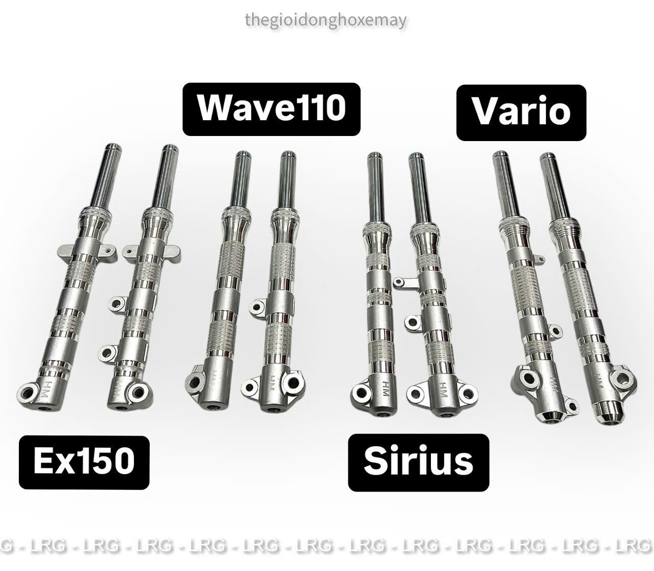 Phuộc Trước Phay Thái HM Màu Bạc Căt Ty 3 Phân, Hạ 3 Phân Ex150 - Ex155, Sirius, Vario, Wave S110