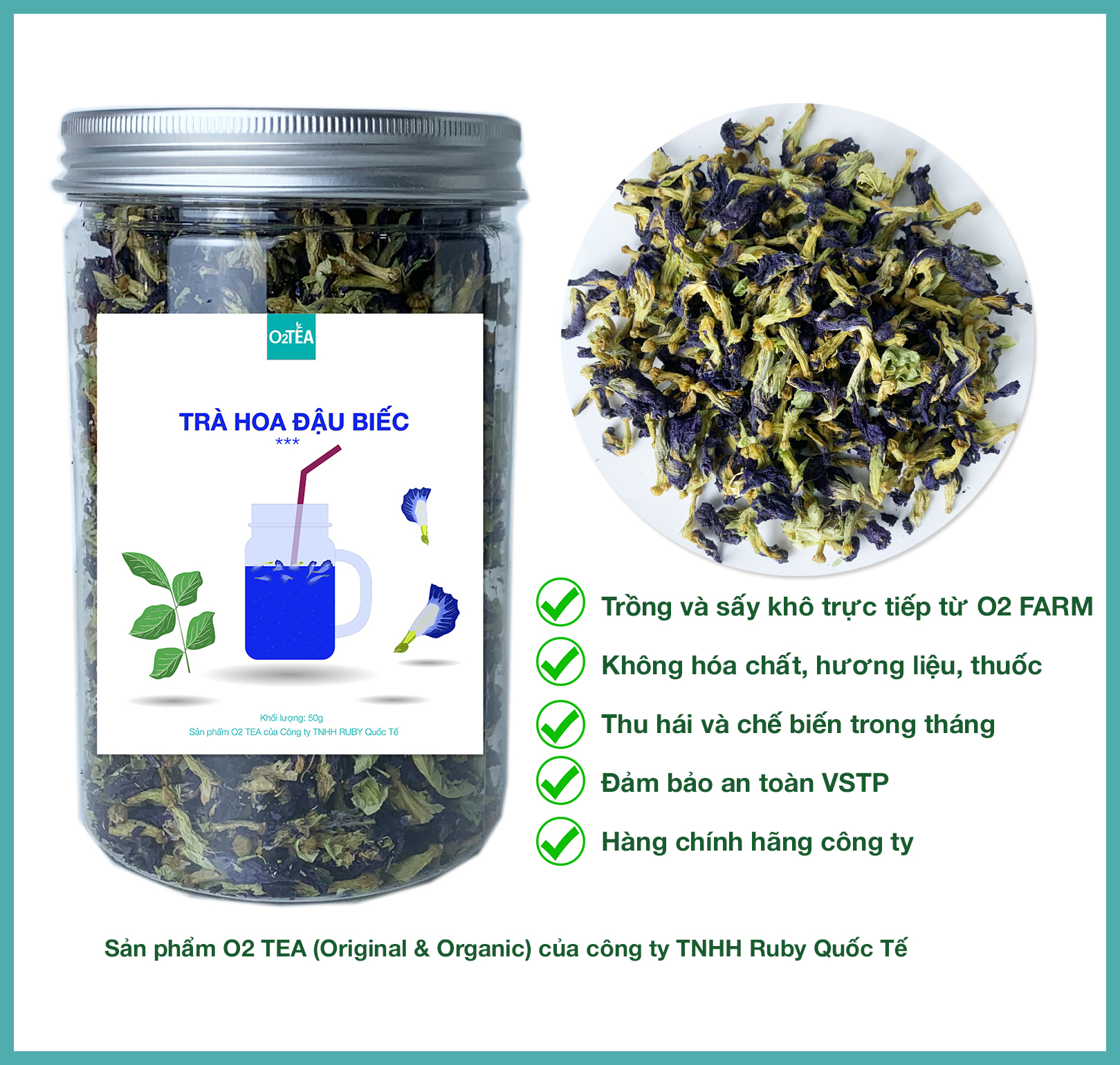 Trà hoa đâu biếc hủ 50g - trà o2 tea )