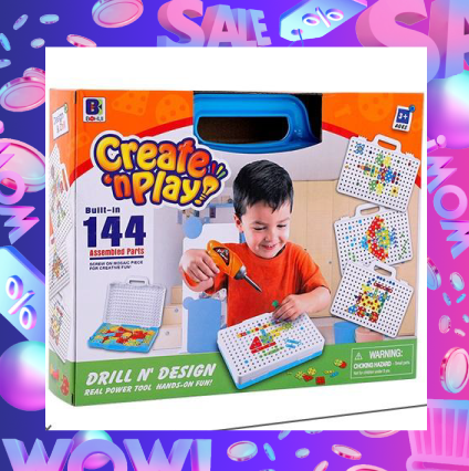 Trò chơi giáo dục: Bộ vali máy khoan và dụng cụ cơ khí lắp ráp các mô hình Createnplay - KKstore