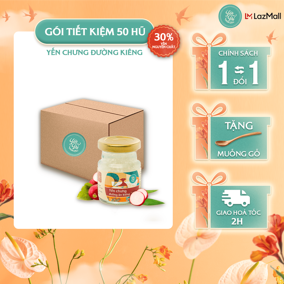 Yến chưng đường ăn kiêng yến thị -hộp quà tặng cao cấp - giao hàng 2h tp.hcm