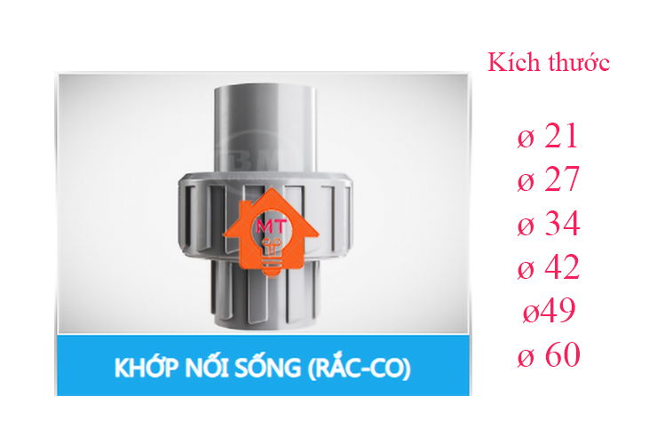 Rắc co, khớp nối sống phi 21, 27, 34, 42, 49, 60 nhựa bình minh