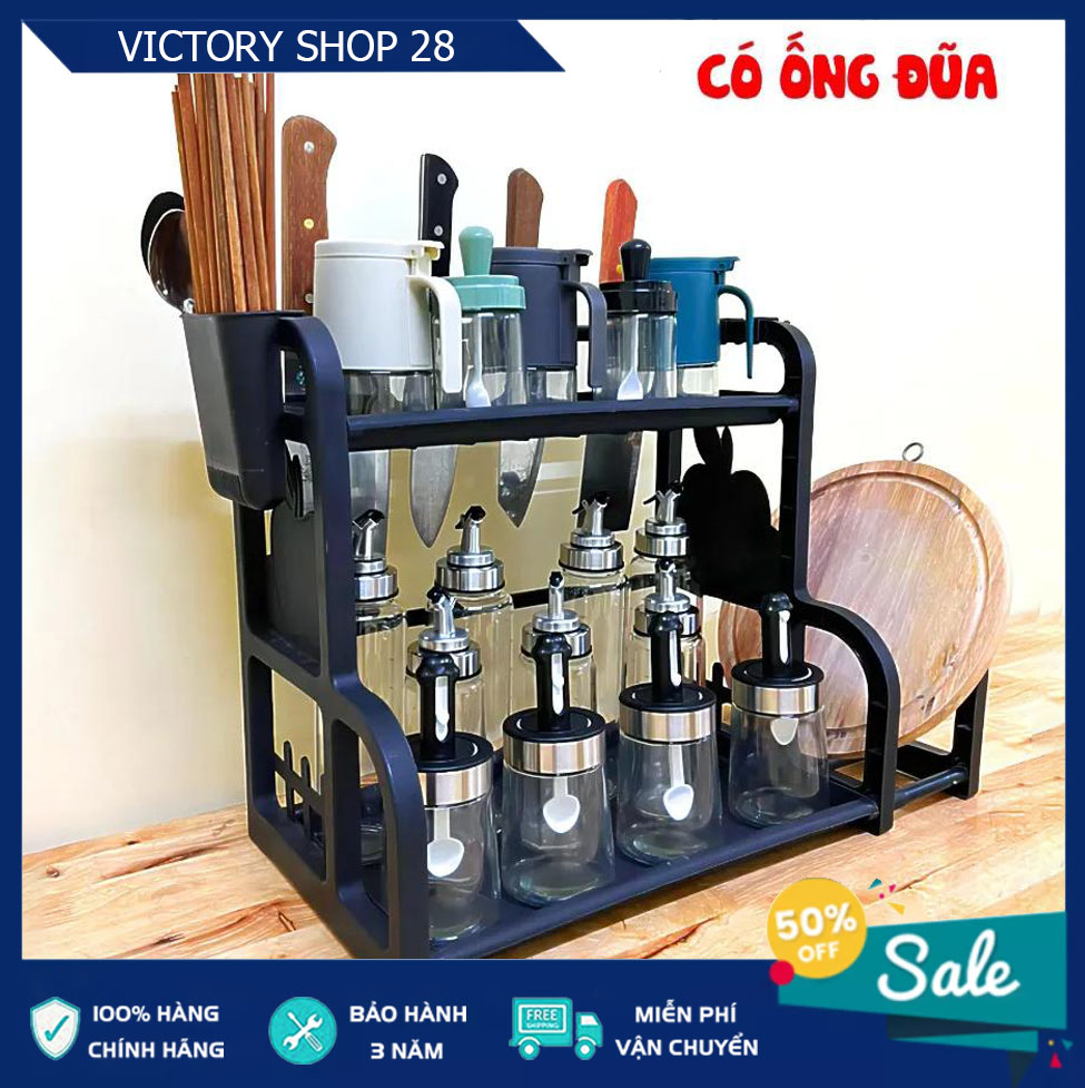 Kệ đựng gia vị nhà bếp chữ b, kệ đựng đồ dùng nhà bếp, kệ gia vị 2 tầng tiện ích thu gọn căn bếp