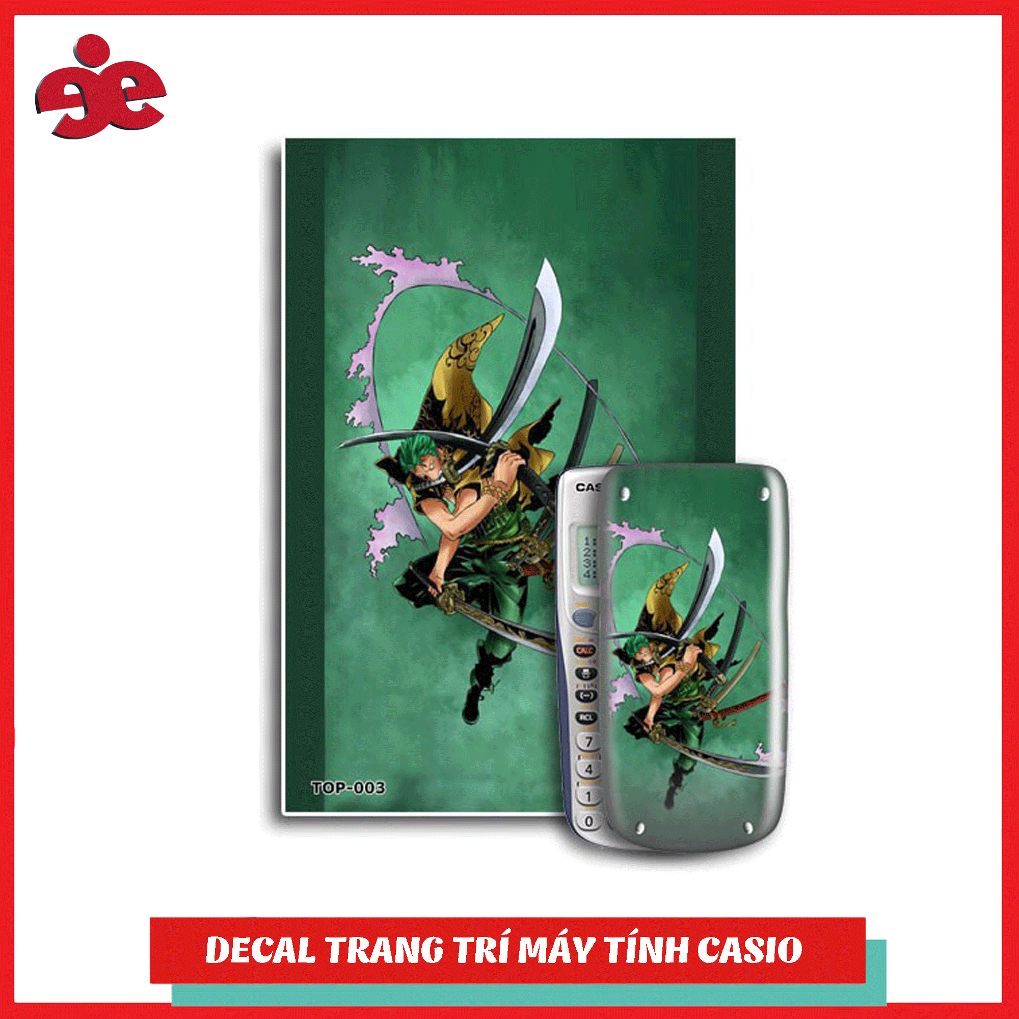 Bộ 2 decal trang trí máy tính cầm tay One Piece 003