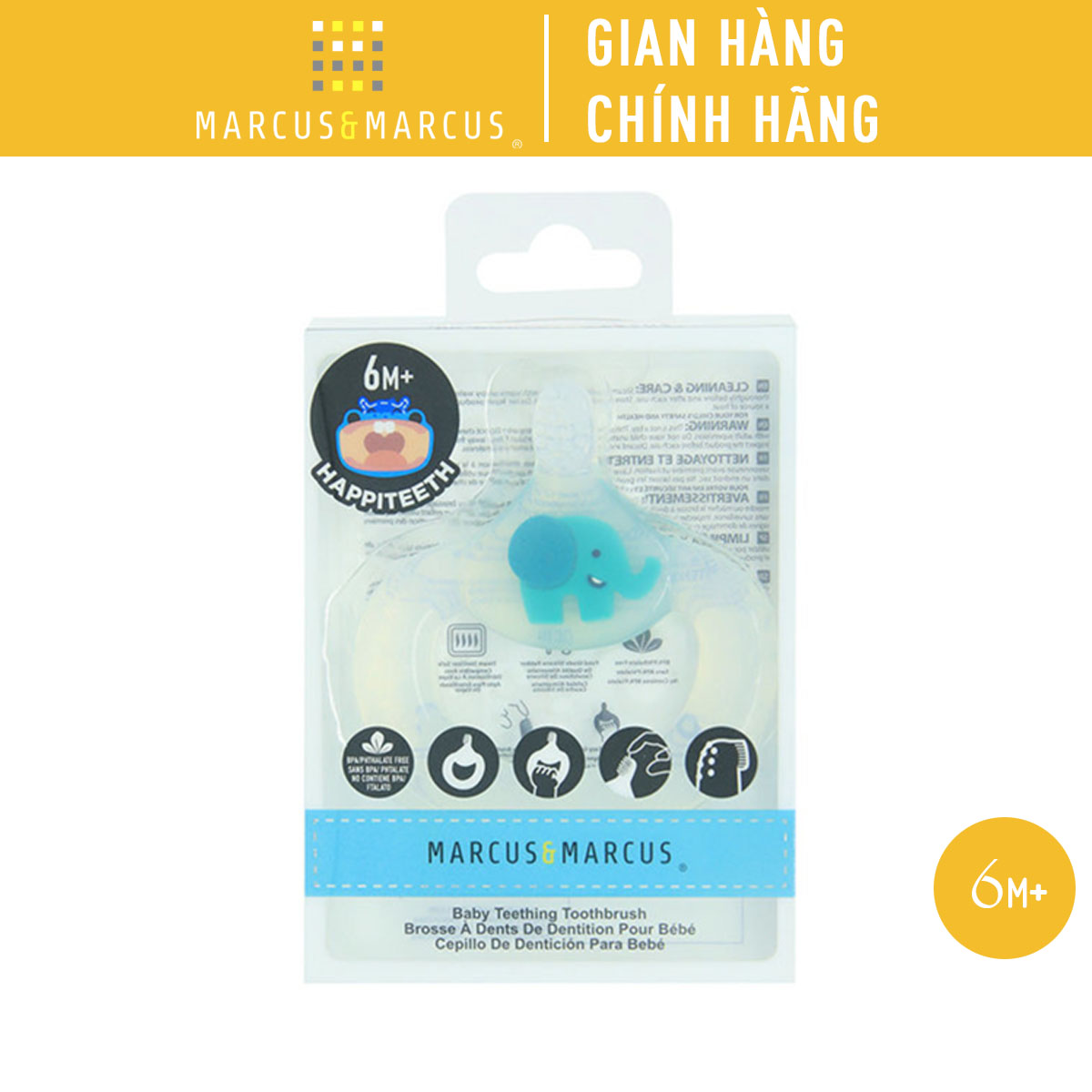 Bàn chải đánh răng kiêm gặm nướu silicon cho bé Marcus & Marcus, từ 6 tháng - Ollie