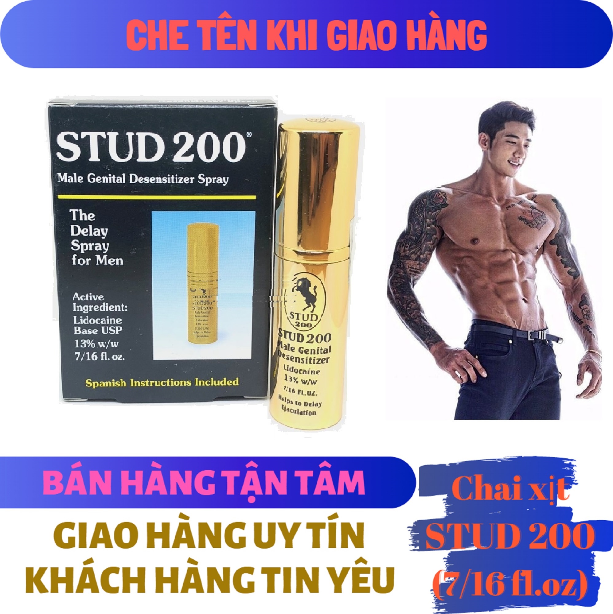 Chai xịt STUD_dòng cao cấp 200 nam (chai 13 ml) - hàng chính hãng_100