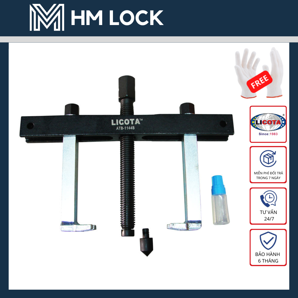 Cảo puli chữ h licota - thân 6"/150mm - chân 4"/100mm - thép cr-mo siêu cứng, không gỉ cao cấp - hm lock