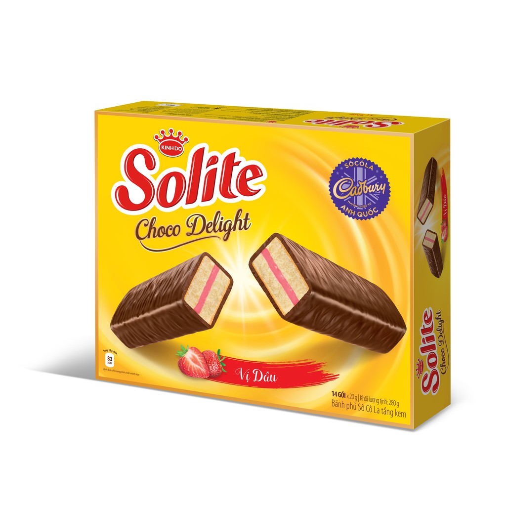 Bánh Solite phủ socola vị dâu hộp 280g