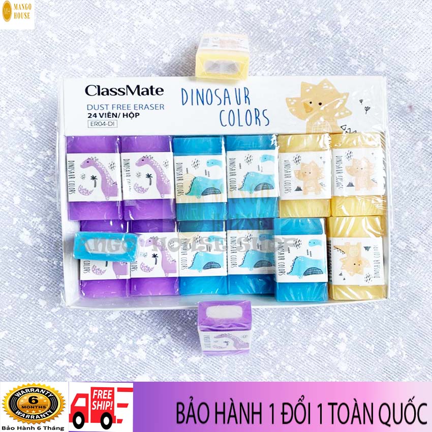 Gôm tẩy thạch không bụi ERAS chính hãng - Combo 3 cái 3 màu khác nhau, sạch sẽ, đẹp, màu sắc tươi sáng, cực kỳ an toàn với trẻ em, tẩy sach- Mango House - Tẩy chì, bôm, tẩy b, tẩy bút chì, gôm chì, gôm tẩy