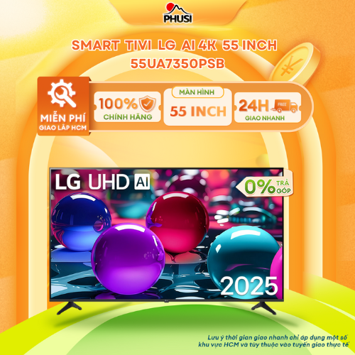 Tivi thông minh LG AI 4K 55 inch 55UA7350PSB - Hàng chính hãng, Mới 100% - MIỄN PHÍ GIAO LẮP HCM - [ HỖ TRỢ GIAO TỈNH ] Giá 10,053,000 Đồng*Miễn phí vận chuyển
