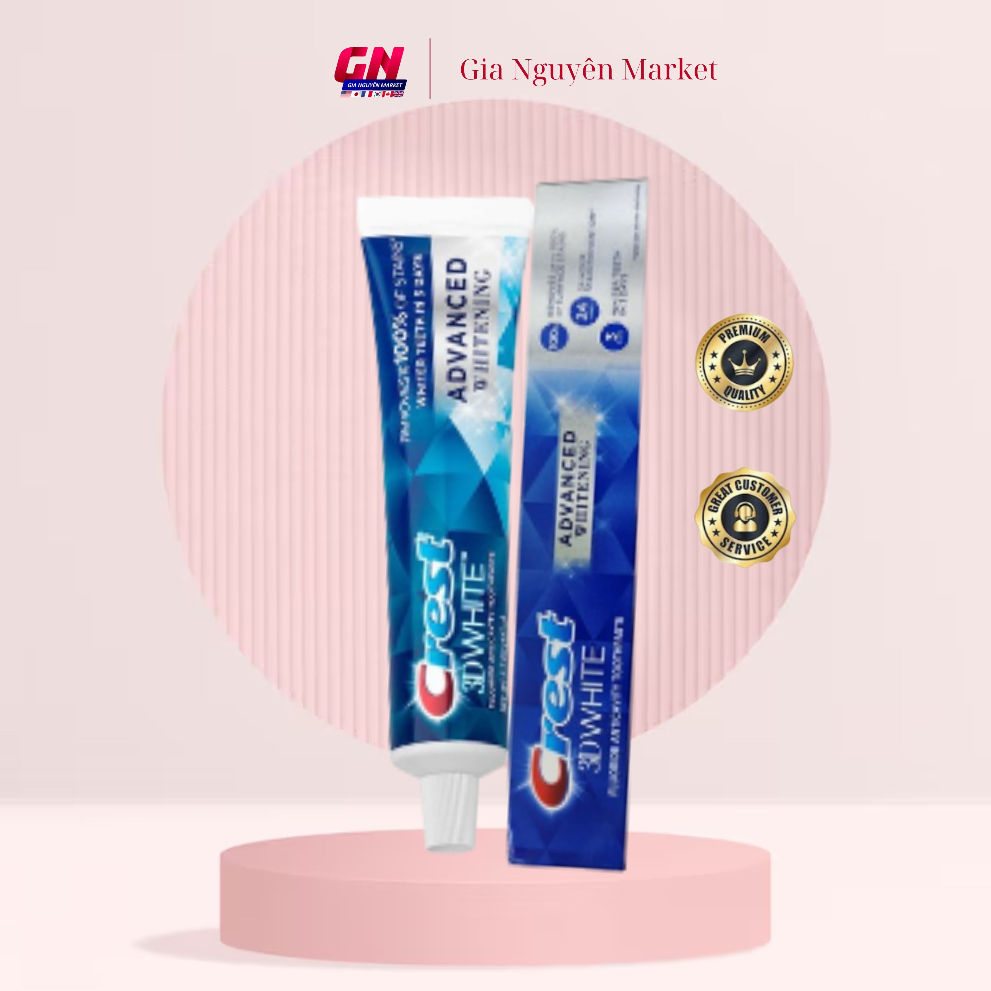 Kem đánh răng crest 3d white advanced whitening 147g