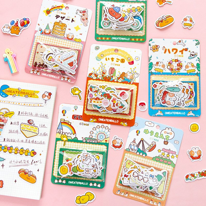 Bộ 40 miếng dán sticker hình thỏ siêu đáng yêu