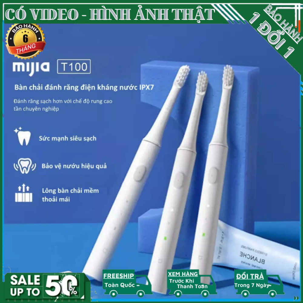 [BẢO HÀNH 6 THÁNG] Xiaomi Bàn Chải Đánh Răng Điện Âm Thanh Mijia T100, Dành Cho Người Lớn Siêu Âm Tự Động Bàn Chải Đánh Răng Bàn Chải Đánh Răng Chăm Sóc Sức Khỏe Nướu Chống Nước Sạc USB Với 1 Đầu Bàn Chải Đánh Răng