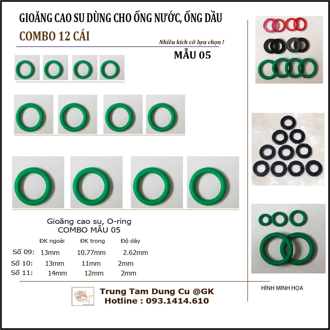 Combo gioăng cao su, vòng đệm cao su, ron ống nước - mẫu 5