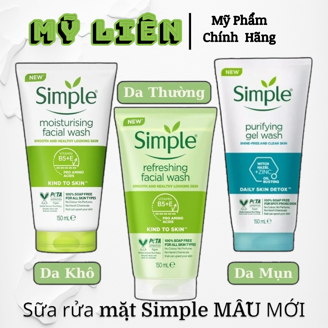 Chuẩn có tem - sữa rửa mặt simple 150ml mẫu mới