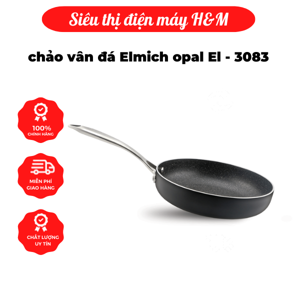 Chảo vân đá tự nhiên chống dính elmich opal el-3803 dùng cho bếp từ