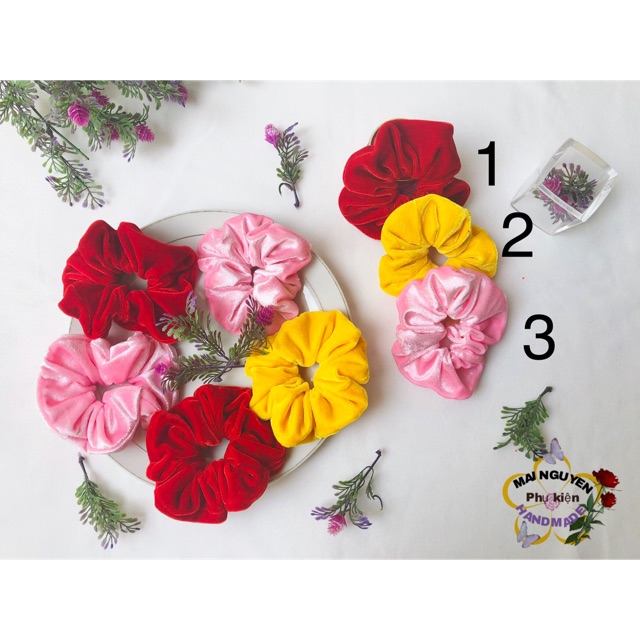 Scrunchie dây cột tóc vải nhung mịn lắm ạh