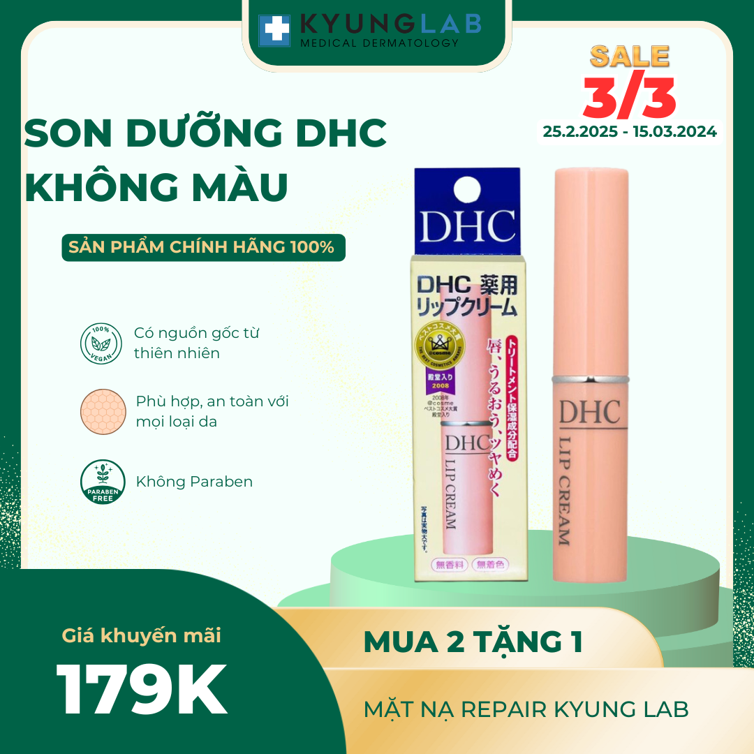 Son DHC không màu dưỡng ẩm, giảm thâm môi và chống nắng hiệu quả 1.5g bản Nội địa Nhật