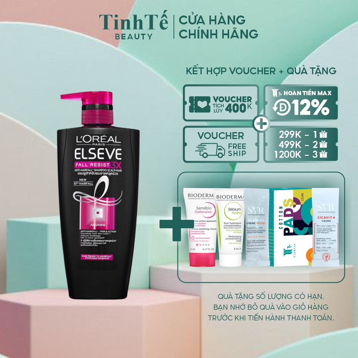 Dầu gội ngăn gãy rụng tóc l'oreal paris elseve fall resist 3x shampoo 170 - 330 - 620ml