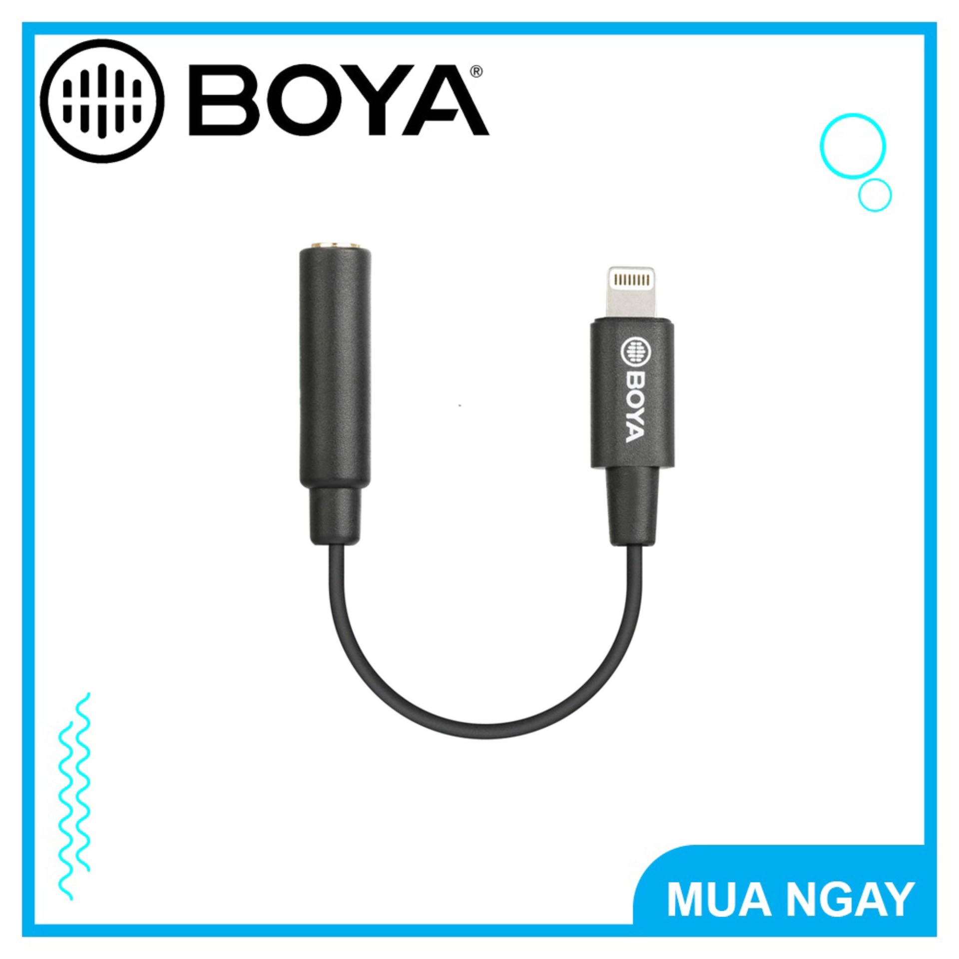 Dây cáp chuyển đổi với cổng 3.5mm trrs sang jack lightning boya by-k3