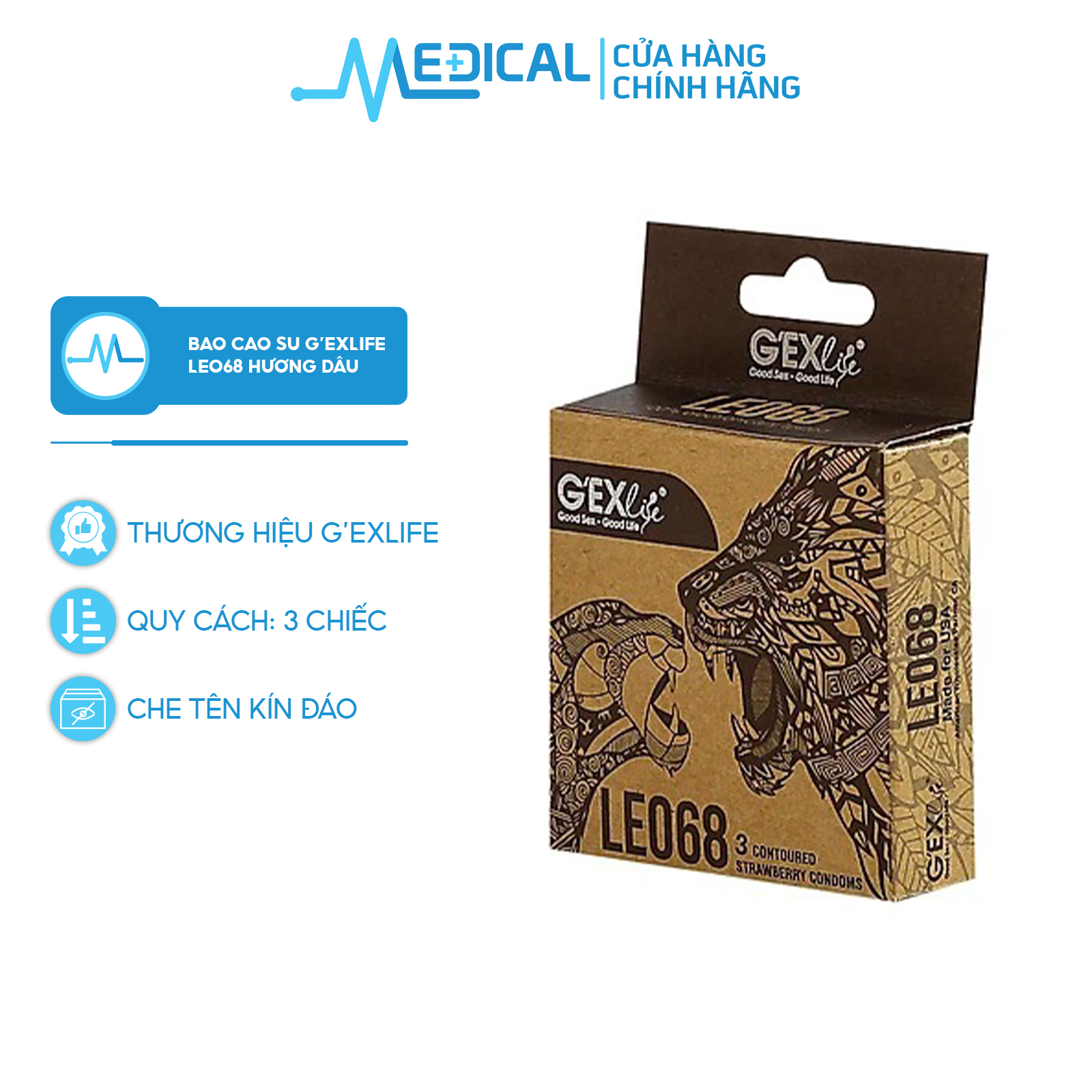 Bao cao su g'exlife leo68 hương dâu - medical