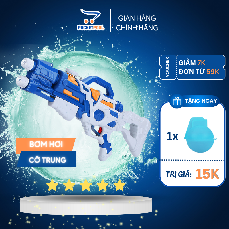 Súng Nước Áp Lực Cực Mạnh Cỡ Lớn 2 Nòng Siêu To, Siêu Xa, Súng Nước Đồ Chơi, Súng Bắn Nước Áp Lực Cao Dành Cho Bé POCKETPOOL